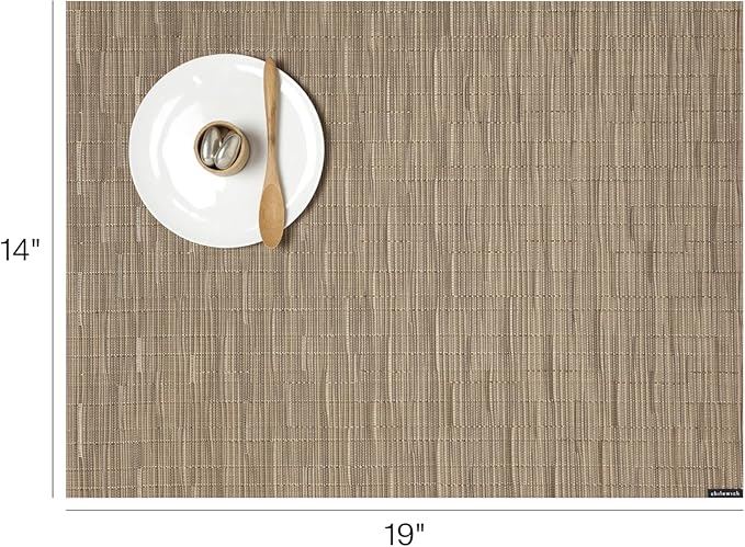 Chilewich Bamboo Placemats Set of 4 - Woven Rectangle Placemats - Reusable, Stain-Resistant, Indoor/Outdoor Tabletop Protection - 19" x 14" - Camel