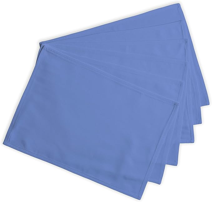 Calicot Placemats Set of 6 100% Cotton Washable Cloth Place Mats, Reusable Table Mats for Spring/Summer & Thanksgiving Christmas Decorations Kitchen Dining Party Wedding (Bel Air Blue, 13" x 19")