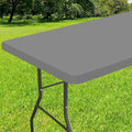 Smiry Rectangle Tablecloth, Elastic Fitted Flannel Backed Vinyl Tablecloths for 6ft Folding Tables, Waterproof Wipeable Table Covers for Indoor, Outdoor, Picnic and Camping (Grey, 36"x72")