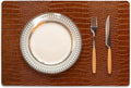 Set of 6 Faux Leather Placemats, PU Table Mats, Waterproof, Stain Resistant, Heat Resistant, Easy to Clean for Kitchen Dining Table,Conference Table
