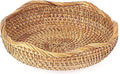 Hipiwe Natural Rattan Tray 8.5" Wicker Storage Bowls Hand Woven Basket Tray for Bread Fruit Key Round Fruit Baskets for Kitchen Entryway Tabletop Decorative Baskets Bowl