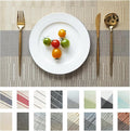 Placemats Set of 4 Vinyl/Plastic Woven Place Mats for Kitchen Table Indoor/Outdoor Washable Placemat Wipeable Dining Table Mats (Ombre Glod,4)