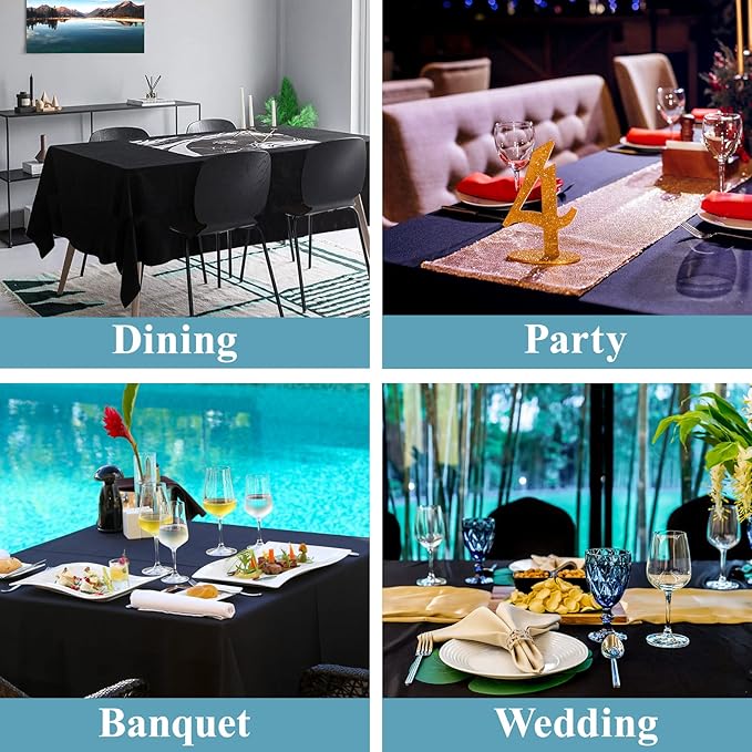 VidaFete 1 Pack Tablecloth 60 * 120inch Rectangle Table Cloth Polyester, Stain Wrinkle Resistant Polyester Dining Table Cover for Kitchen Dinning Party Wedding Tabletop Buffet Decoration(Black)