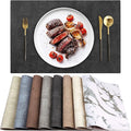 Leather Heat Resistant Placemats Set of 6 Waterproof Wipeable Washable PU Table Mats,Easy to Clean Anti-Slip Place Mats (Dark Grey, 6)