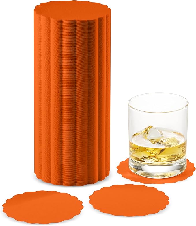 Disposable Orange Paper Coasters for Drinks, 3.5 Inch Round Coasters for Bar, Cocktail, Beverage, Wine Or Event, 500 Pack Bulk