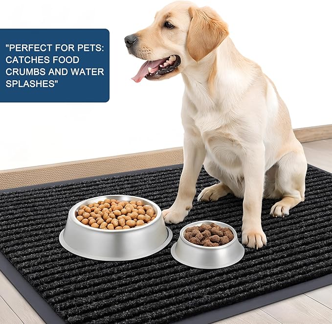 OLANLY Front Door Mat Indoor Outdoor Entrance, Waterproof Heavy Duty Doormat, Fade Resistant, Low Profile, Easy Clean Patio Porch Welcome Floor Mats for Entry, 35x30, Off-Black