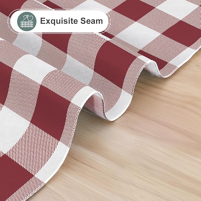 misaya Rectangle Waterproof Vinyl Table Cloth, Buffalo Flannel Backed Tablecloth, Wipeable Plastic Table Cover for Valentine's Day, Dinner, Kitchen, Outdoor (54" x 78", Burgundy and White)