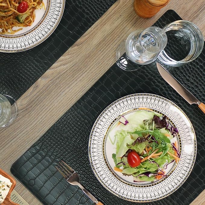 Set of 8 Faux Leather Placemats, PU Table Mats, Waterproof, Stain Resistant, Heat Resistant, Easy to Clean for Kitchen Dining Table,Conference Table