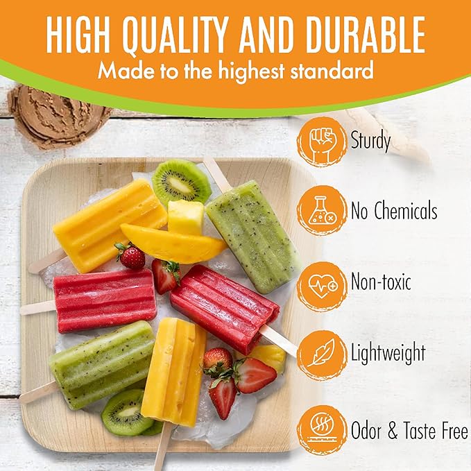 Raj Palm Leaf Plates Bulk [50-Pack] 10" Square Plates (200 CASES - 10,000 PACK) like Bamboo plates Disposable, Strong, Decorative Compostable Tableware for weddings, Lunch, Dinner, Birthday etc