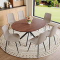 Round Dining Table Set for 6｜42"-54" Extendable Dining Room Table Set｜Wooden Kitchen Table with 6 Chairs｜Mid Century Modern Dinner Table Set with Cross Legs｜Easy Assembly｜Space Saving