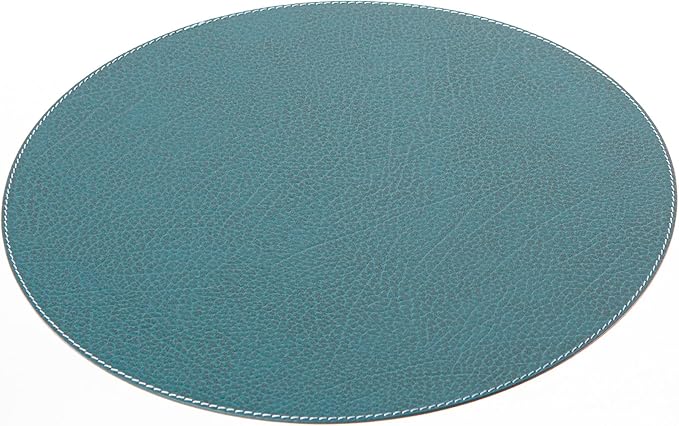 Nikalaz Round Placemats Set (Pack of 4) Recycled Leather Table Mats 15 inches, Kitchen Dining Table Decor by Nikalaz (Petroleum Green)