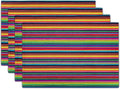 Mexican Placemats Set of 4 - Colorful Stripes Place Mats 12x18 Fiesta Tablemats Table Mats for Party Kitchen Dining