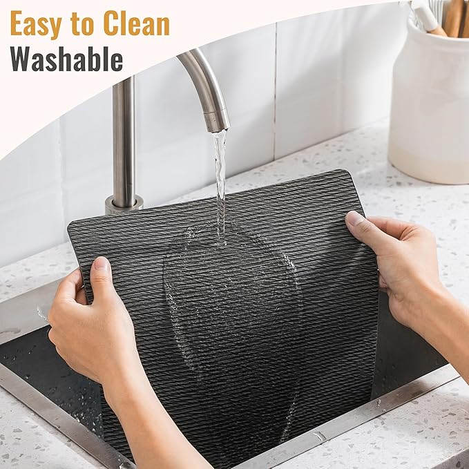 Jovono Faux Leather Placemats Set of 4, Waterproof Washable Table Mats, Easy-Clean Heat Resistant Kitchen Vinyl Place Mat for Dining Table, Restaurant, Indoor, 17.8"x11.8", Gray