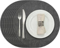 Myir JUN Round Placemats Dual Sided, Faux Leather Place Mats Set of 4 Indoor Placemats for Dining Table Outdoor Placemats Non-Slip Washable Table Mats (Set of 8, Gray)