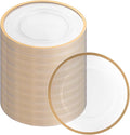 PARTY BARGAINS 13-Inch Charger Plates - 96 Pack, Clear Gold Rim, Heavy-Duty Disposable Chargers for Elegant Dining - Ideal for Weddings and Formal Events