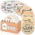 Billbotk House Warming Gifts for Home Decoration, Wood Farmhouse Coasters Set of 8, Drink Coasters for Housewarming Gifts, Coffee Table Decor, Home Decor