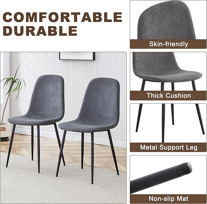 Dining Table Set for 8, Modern 71'' Dark Wood Dining Table and Fabric Dining Chairs Set of 8,Table and Chairs Set of 8,Ideal for Kitchen Dining Room