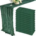 12 Pack 13Ft Cheesecloth Table Runner 35x157 Inch Boho Gauze Table Runner Cheese Cloth Long Rustic Table Runners for Wedding Bridal Shower Birthday Party Table Decor (Dark Green)