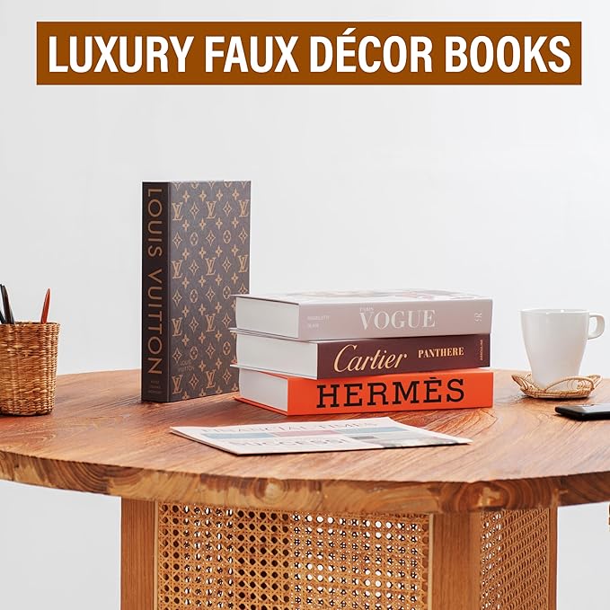 Glam Large | 4 PCS Faux Decorative Books for Home Decor | Not Real Books (Cardboard Boxes) | Coffee Table, Bookshelf & Shelf Styling Display Props for Living Room, Office