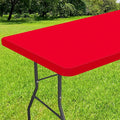 Smiry Rectangle Tablecloth, Elastic Fitted Flannel Backed Vinyl Tablecloths for 5ft Folding Tables, Waterproof Wipeable Table Covers for Indoor, Outdoor, Picnic and Camping (Red, 30"x60")
