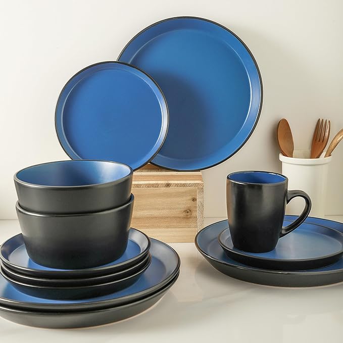 SERVICE FOR 4 - Total of 16 pieces including 8 dinner plates (10”), 4 salad plates (7.5”), 4 bowls (5.75”), and 4 mugs (12 oz), making it the perfect set to service 4 people