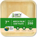 Compostable 7 Inch Palm Leaf Square Plates (200 Count) Like Wooden Disposable Plates | Biodegradable | Eco-Friendly, Microwave & Oven Safe | USDA Certified 100% Biobased
