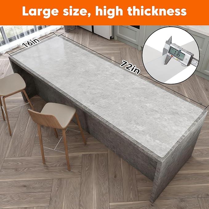Large Silicone Mats for Kitchen Counter,16" x 72" Heat Resistant Silicone Mat,Food Grade Silicone Pastry Mat,New Skin-Friendly Material Silicone Countertop Protector Mat,Freely Cuttable,Translucent