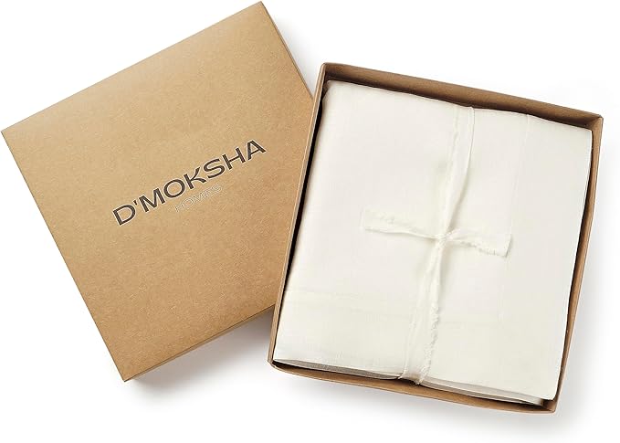 D'Moksha Homes Ivory Linen Tablecloth 60 x 144 Inch - 100% Pure Linen Table Cloth for Rectangle Tables - Machine Washable Tablecloth for Valentines, Spring, Easter