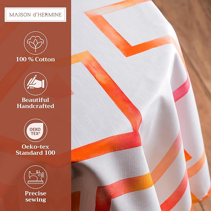 Maison d' Hermine Table Cloth Round Table 100% Cotton 69 Round Inches Tablecloth Reusable Decorative for Dining Room Farmhouse Home Valentines Day Decorations Spring Summer - Summer Maze
