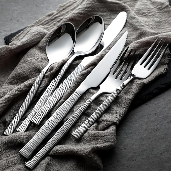 48-Piece Silverware Set,Stainless Steel Flatware Set with Steak Knives for 8,Include Knives Spoons and Forks Set,Tableware Cutlery Set for Home Kitchen Hotel Restaurant
