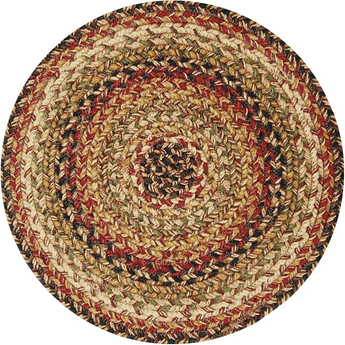 Homespice Kingston Round Braided Placemats, Warm Country Decor, Set of 2, 15", Multicolor Jute Table Mats - Vibrant Colors, Durable, Easy to Clean and Protects Furniture
