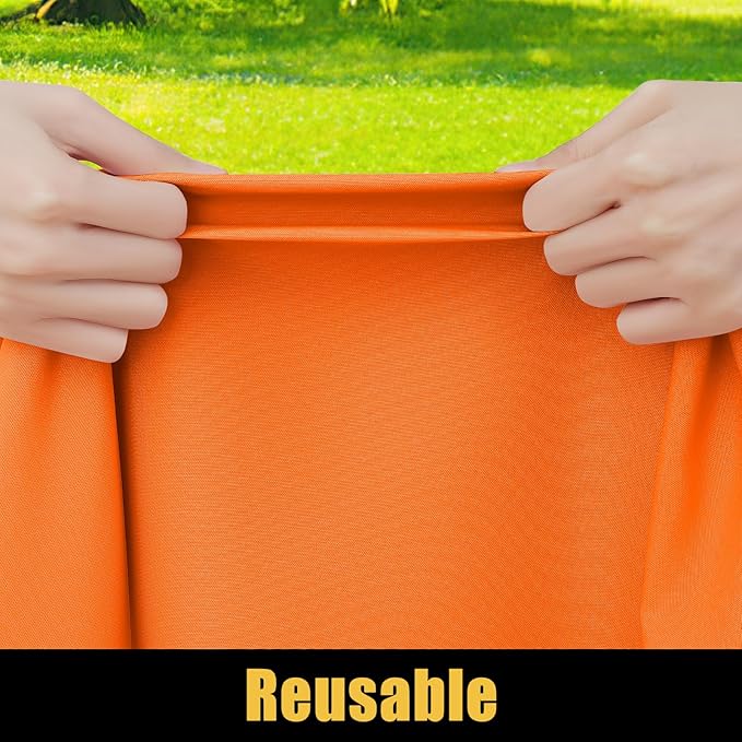 Smiry Rectangle Picnic Table Cloth, Waterproof Elastic Fitted Tablecloths for 8 Foot Tables, Washable Polyester Table Cover for Camping, Indoor and Outdoor (Orange, 30"x96")