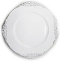allgala 13-Inch 48-Pack Case Lot Heavy Quality Round Charger Plates-Floral White Silver Trim-HD80842