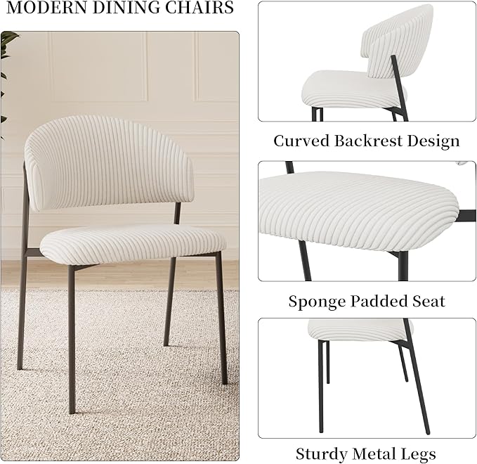 43.3 Inch Round Dining Table Set for 4, Modern Small Kitchen Coffee Set for Dining Room Kitchen Apartment (Walnut Table + 4 White Shell Chairs)