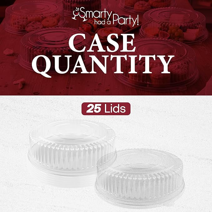 Smarty Had A Party 14 Inch Clear Round Plastic Tray Lids – Stackable Plastic Dome Lids for Catering Trays with Lids, Party Platters & Food Displays – BPA-Free Disposable Dome Covers – 25-Pack