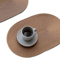 FunWheat Oval Braided Placemats Set of 4 Table Mats for Dining Tables Washable Heat Resistant Place Mats for Indoor Outdoor Use 12 x18 Inch(Oval Light Brown, 4pcs)