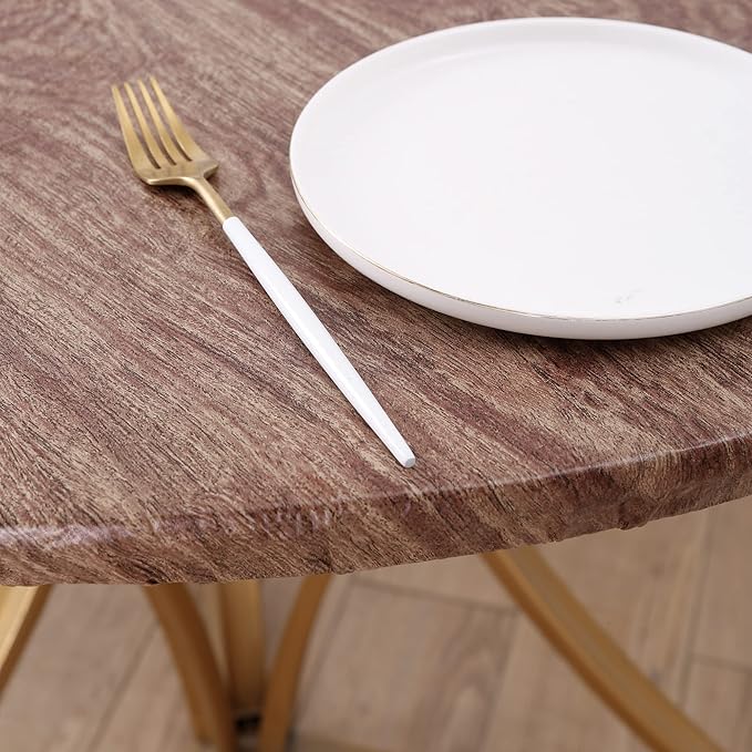 Walrus Round Vinyl Fitted Tablecloth with Flannel Backing Elastic Edge Design Table Cover Waterproof Oil-Proof PVC Table Cloth Stain-Resistant Best for 45"-56" Round