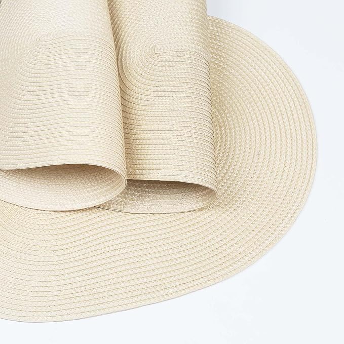 FunWheat Oval Braided Placemats Set of 6 Table Mats for Dining Tables Washable Heat Resistant Place Mats for Indoor Outdoor Use 12 x18 Inch(Oval Beige, 6pcs)