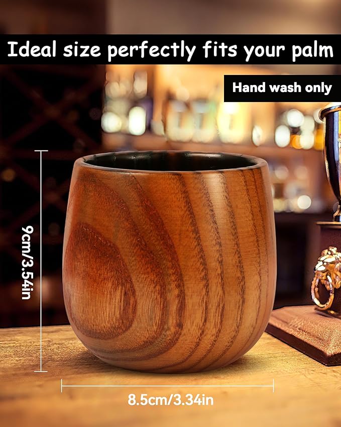 Handmade Charcoal-roasted Retro Wooden Whiskey Glass Set (2 Pieces), Classic Cocktail Glass, Traditional Bourbon Glass, Holidays, Men's Business Gifts