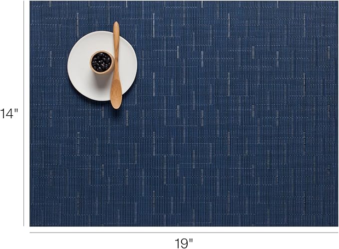 Chilewich Bamboo Placemats Set of 4 - Woven Rectangle Placemats - Reusable, Stain-Resistant, Indoor/Outdoor Tabletop Protection - 19" x 14" - Lapis