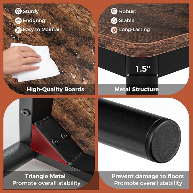 COSTWAY Dining Table Set for 4, 5-Piece Square Kitchen Nook Dinette Set with 4 Bar Stools with Footrest, Backrest, Space-Saving Design, Industrial Kitchen Table and Chairs for Apartment, Coffee