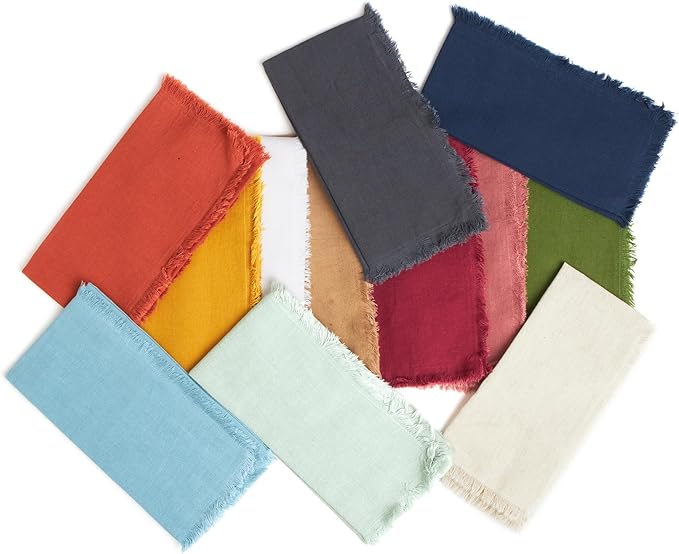 ACCENTHOME Blush Cotton Linen Napkin Set of 6 18x18 inch Dinner Napkins - Washable Soft Premium Hotel Quality Reusable Napkins Perfect Table Napkins for Family Dinners, Weddings & Everyday Use