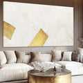 YJYart Large Canvas Wall Art Abstract Wall Decor White Modern Pictures Gold Hand Hand-Drawn Paintings For Home Office Hotel 29"x58"