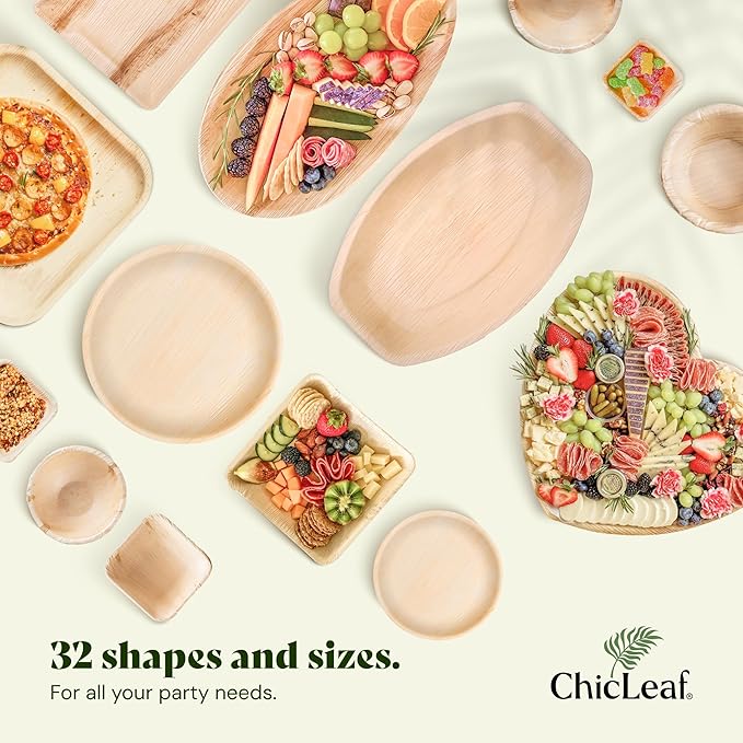 Chic Leaf Palm Leaf Bowls - Mini Disposable Bamboo Style Bowls for Parties, Winter Tasting Events, Romantic Dinner for 2, Event Appetizers - Compostable Party Supplies (2.5'' Round - 150 Pack)