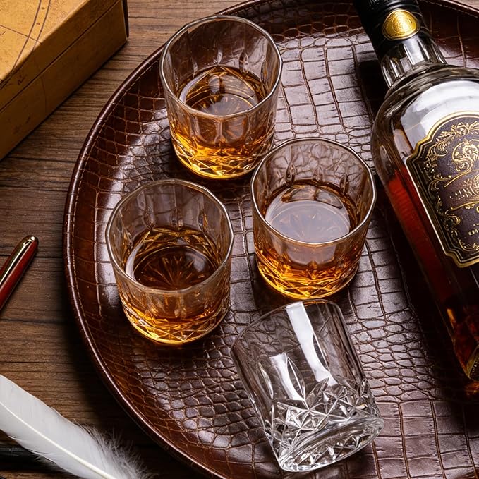 11 OZ Premium Whiskey Glasses (6-Piece) - Old Fashioned Glassware, Exquisite Craftsmanship for Scotch, Bourbon, Rum & Cocktails, Ideal for Self-Use or Gift for Whiskey Enthusiasts