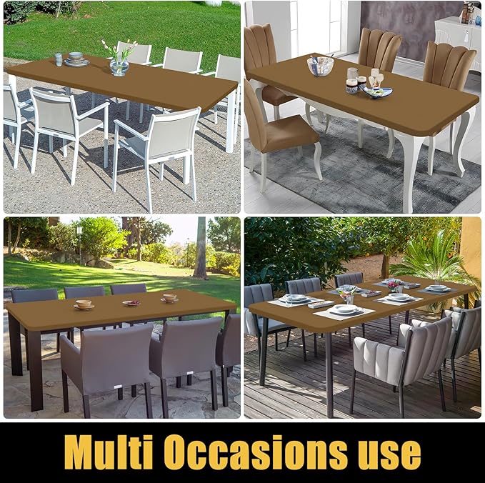 Smiry Rectangle Picnic Table Cloth, Waterproof Elastic Fitted Tablecloths for 6 Foot Tables, Washable Polyester Table Cover for Camping, Indoor and Outdoor (Brown, 30"x72")
