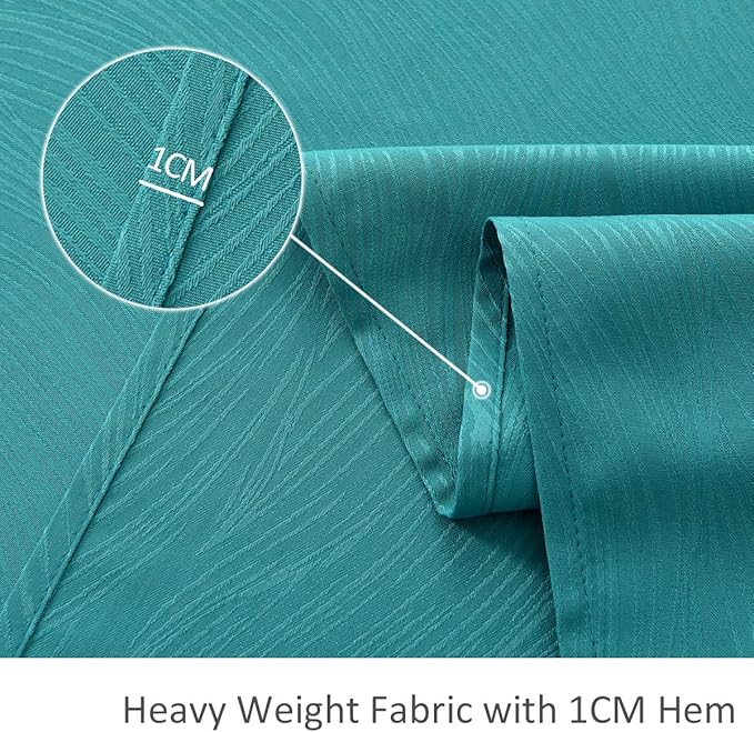 maxmill Jacquard Table Cloth Swirl Design Water Resistant Wrinkle Resistance Water Proof Heavy Weight Soft Tablecloth for Kitchen Dinning Tabletop Decoration Oblong 60 x 140 Inch Teal