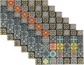 Mandala Bohemian Placemats Set of 6 Two-Sided Washable Table Placemat Boho Mat Fabric Cloth Vintage Flower for Farmhouse Kitchen Outdoor Dining Decor 12x18 Inch (Bohemian A)