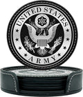 US Army Leather Coaster Set - 4 Premium Coasters with Hot Stamped Foil Logo-Gifts for Soldiers | Disabled Vet Owned Business-US-Army Coaster-Set