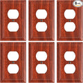 6-Pack Duplex Outlet Cover Plate, Decorative Wood Grain Switch Plates and Outlet Covers, Natural Bamboo Fiber Wall Plates for Electrical Outlets, 1 Gang Receptacle Cover, Corrosion Resistant